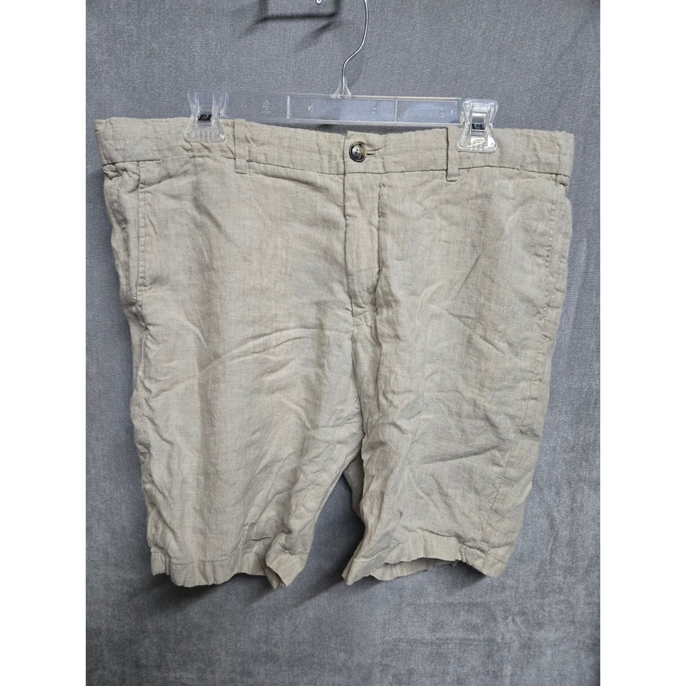 Mango MNG Man Beige Linen Shorts Mens Size 36 Flat Front Summer Casual Oatmeal